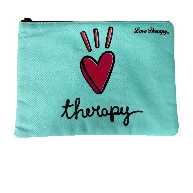 Pochette Piatta in Tessuto Love Therapy - Verde acqua