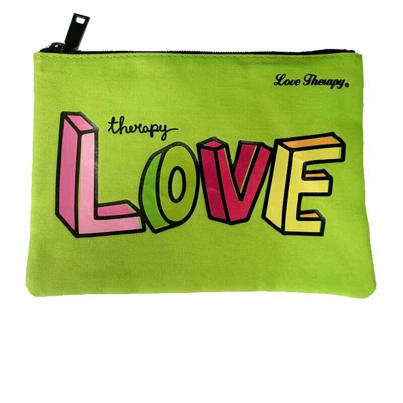 Pochette Piatta in Tessuto Love Therapy - Verde