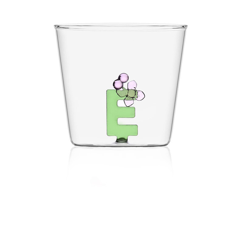 Ichendorf Bicchiere Tumbler Alfabeto fiorito Lettera E  - 35 cl
