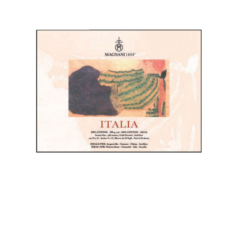 Magnani 1404 Blocco Italia per Acquerello - 300 g/mq - 23 x 31 - 20 Fogli