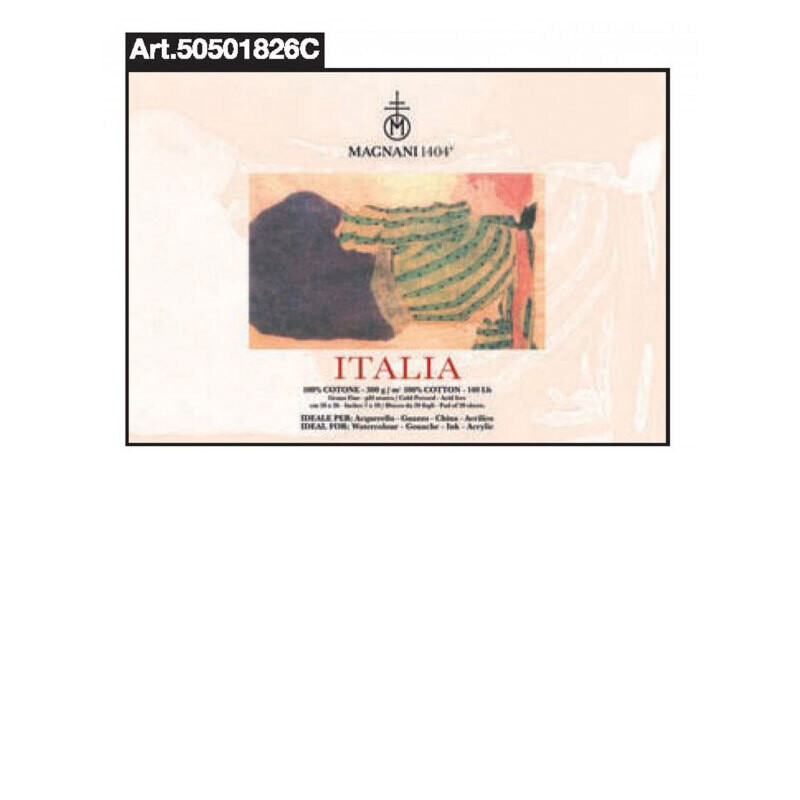 Magnani 1404 Blocco Italia per Acquerello - 300 g/mq - 18 x 26 - 20 Fogli