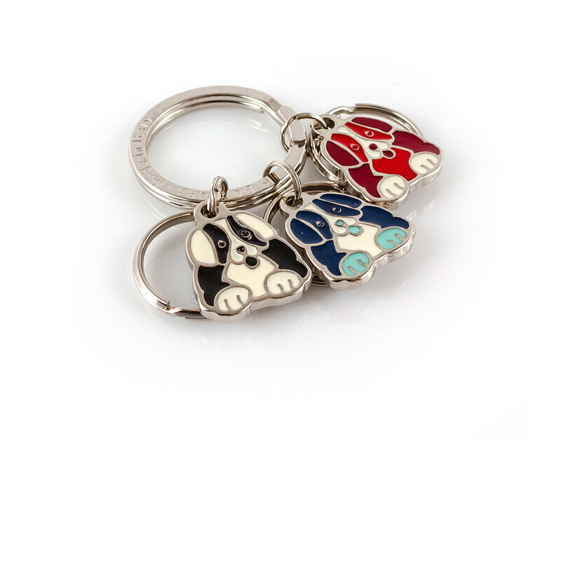 Bagnara Portachiavi Cane smaltato con Charms