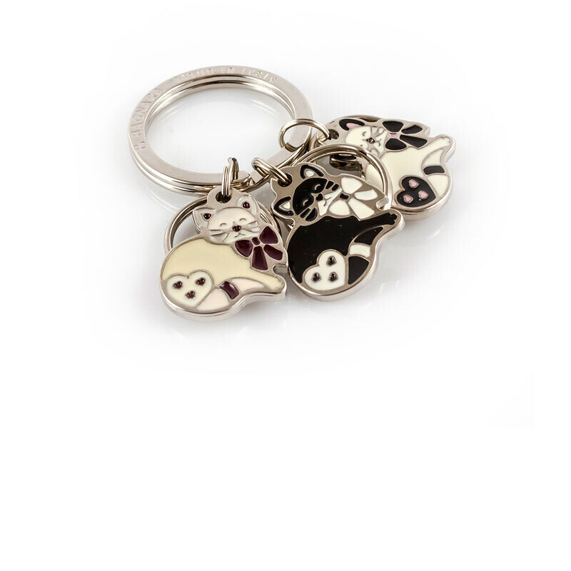 Bagnara Portachiavi Gatti smaltato con Charms