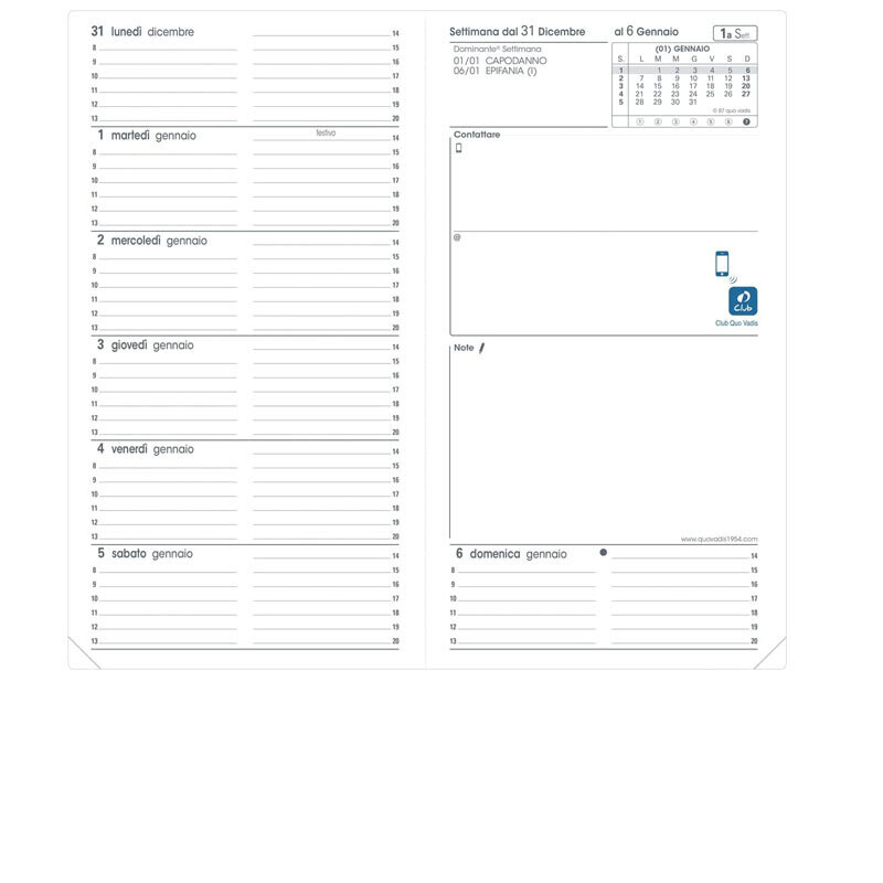 Agenda QUO VADIS 2026 - Ital B - Settimanale - 8,8x17cm - Impala Blu Agenda QUO VADIS 2026 - Ital B - Settimanale - 8,8x17cm - Impala Blu