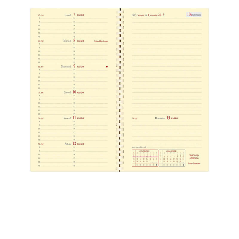 Agenda QUO VADIS - Italnote S - Settimanale - 8,8x17cm - Impala Rosso - Anno 2023