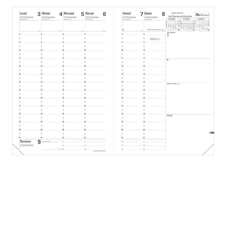 QUO VADIS Ricarica Agenda 2026 - Ministro - Settimanale - 16x24cm