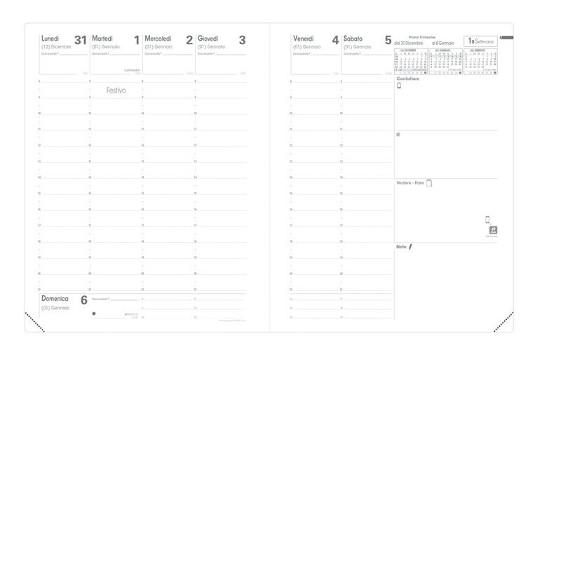 QUO VADIS Ricarica Agenda 2026 - Presidente - Settimanale - 21x27cm