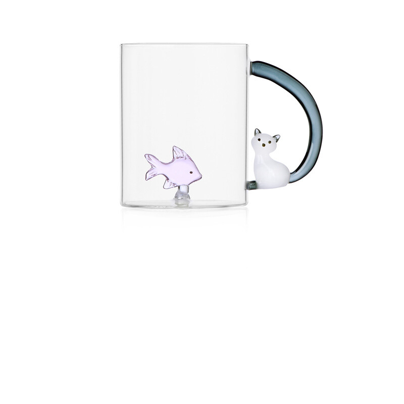 Ichendorf Tazza Pesce Rosa e Gatto Bianco - Tabby Cat