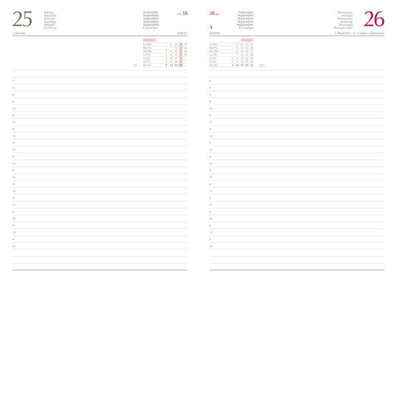 Buffetti Agenda giornaliera in sintetico, blocco fisso - 2027 - 14,5x20,5 cm - ciclamino