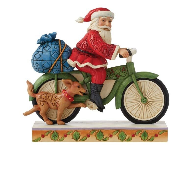 Jimshore Babbo Natale in Bicicletta " Santa's On His Way"