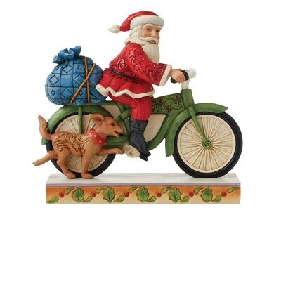 Jimshore Babbo Natale in Bicicletta " Santa's On His Way"