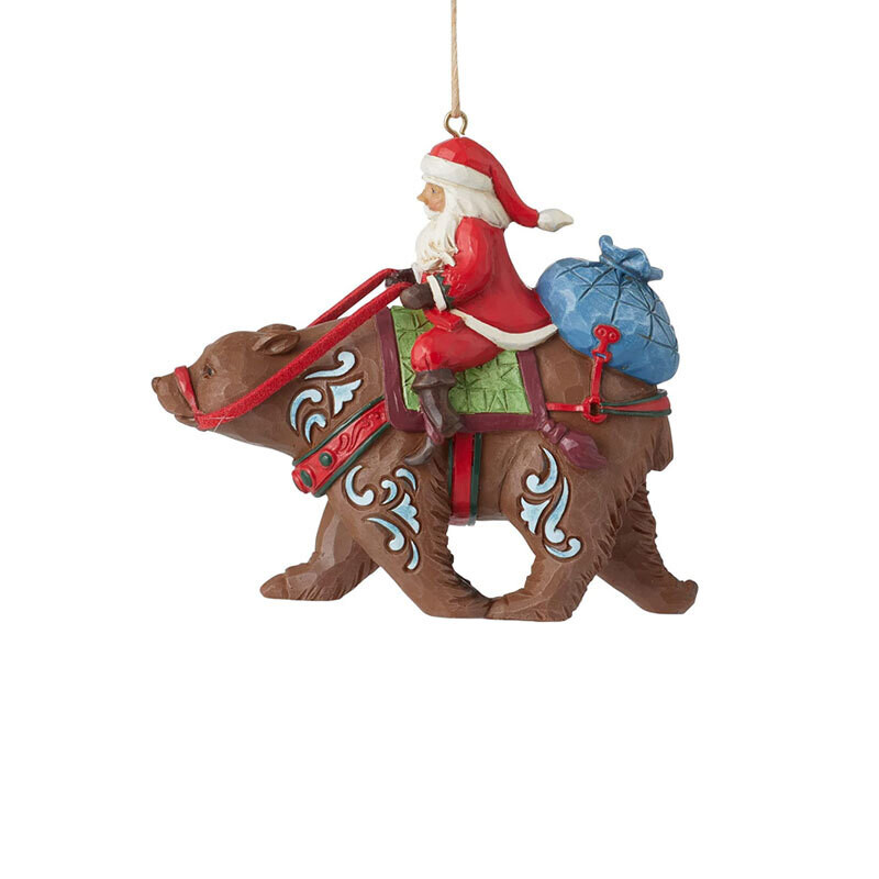 Jimshore Babbo Natale Sopra un Orso " Santa Riding a  Bear"