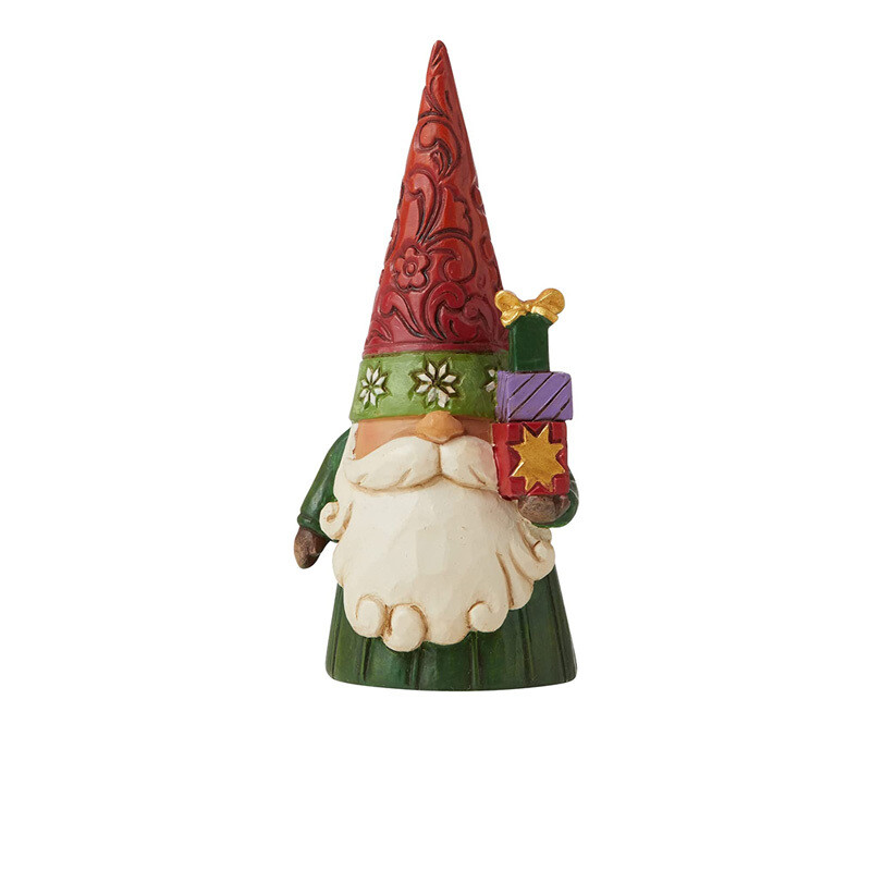 Jimshore Gnomo di Natale con pacco regalo 12 cm