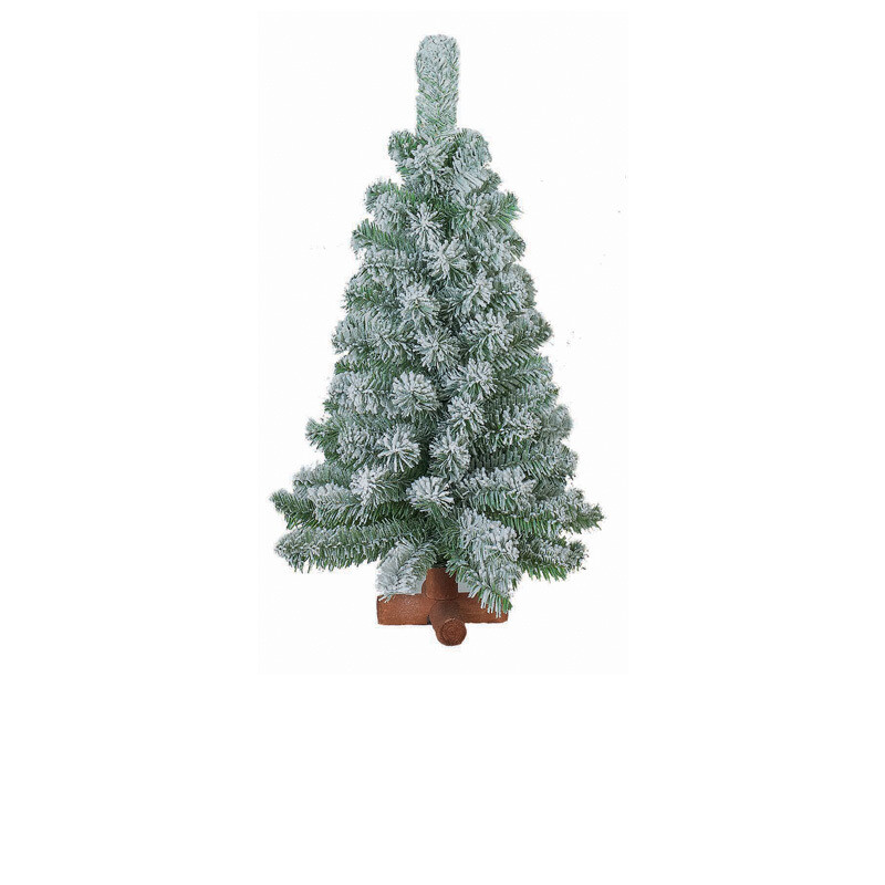 Flora Albero Floccato con base in legno - 75 cm