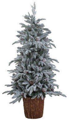 Flora Albero Floccato con Vaso - 120 cm