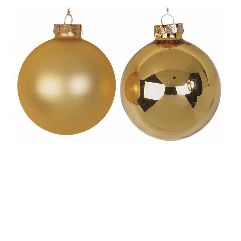 Flora Set 6 Sfere in vetro Ø 8 cm  - Oro - 2 Soggetti Assortiti