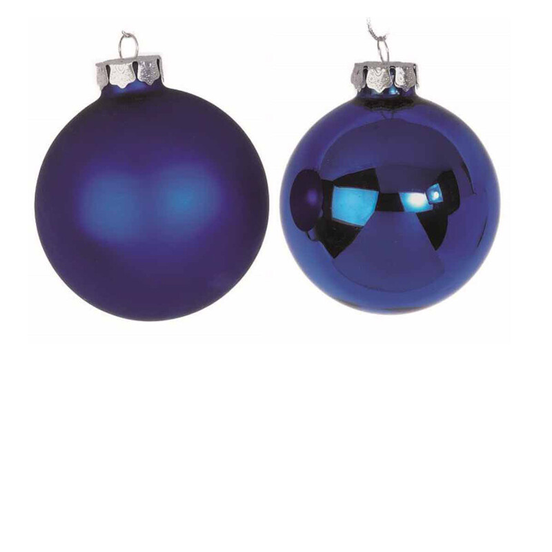 Flora Set 10 Sfere in vetro Ø 6 cm  - Blu - 2 Soggetti Assortiti