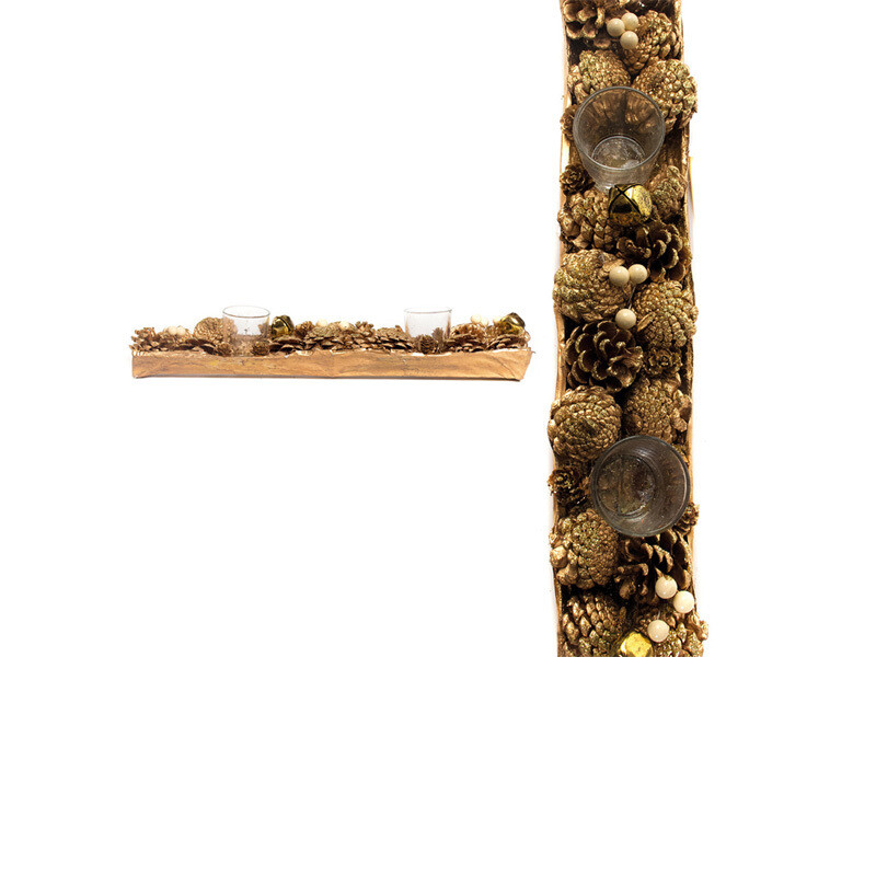 Hogewoning Centrotavola con 2 Porta Tealight  -  45 cm