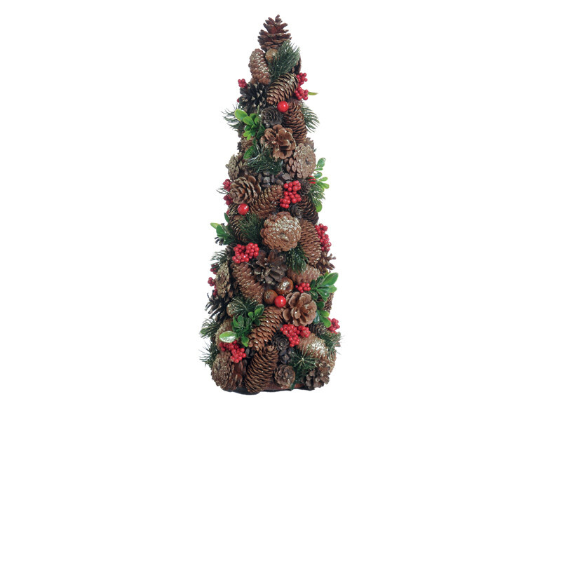 Hogewoning Pinetto con Pigne e Bacche Rosse  - H 50 cm