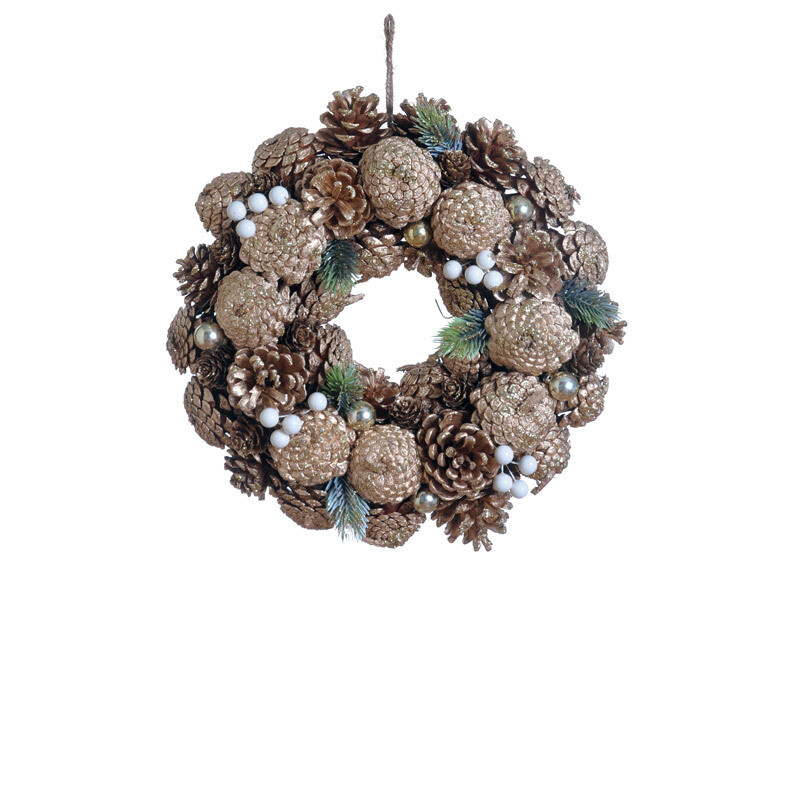 Hogewoning Ghirlanda con Pigne White Berry  - Ø 30 cm