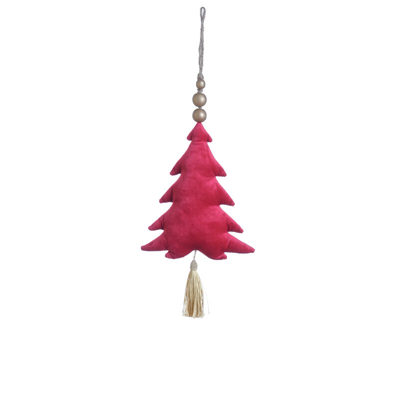Hogewoning Pendaglio Albero Velvet Rosso - H 22 cm