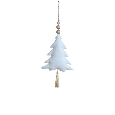 Hogewoning Pendaglio Albero Velvet Bianco - H 22 cm