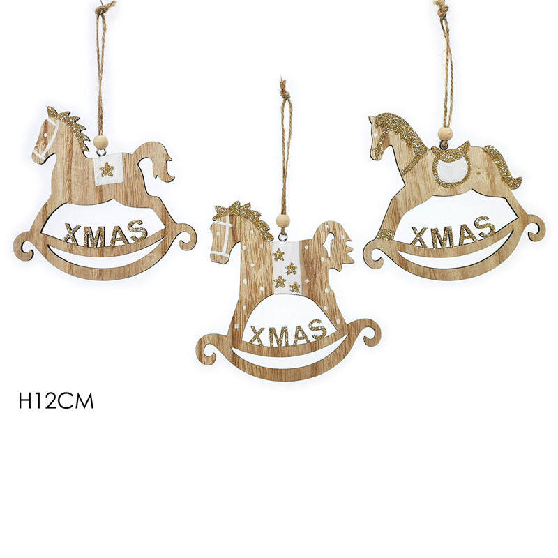 Set 3 Appendini Cavalluccio Glitter H 12cm