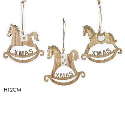 Set 3 Appendini Cavalluccio Glitter H 12cm