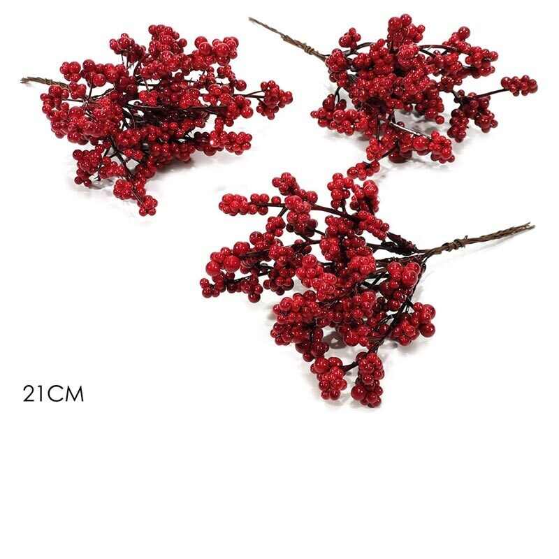 Ramo con Bacche H 21cm - Rosso