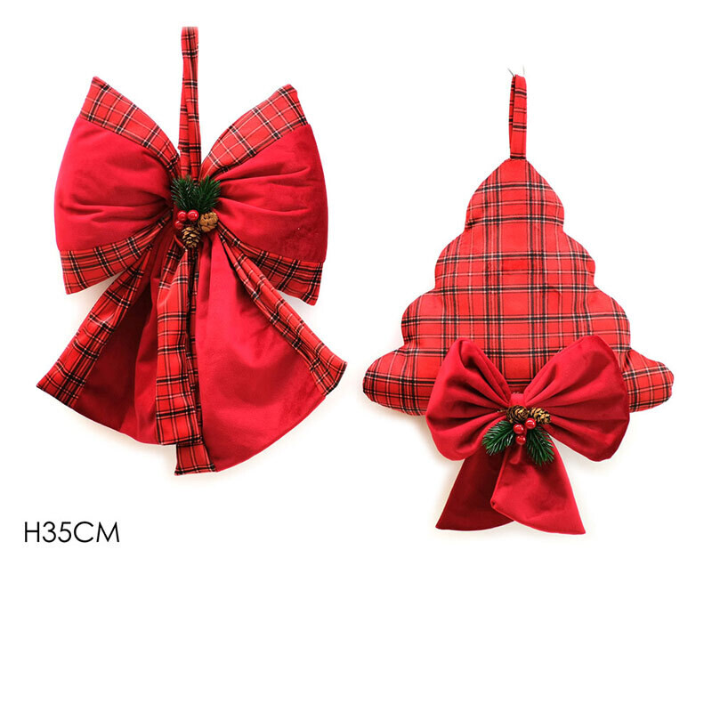 Dietroporta Natale Scozzese H 35 cm  - 2 Soggetti