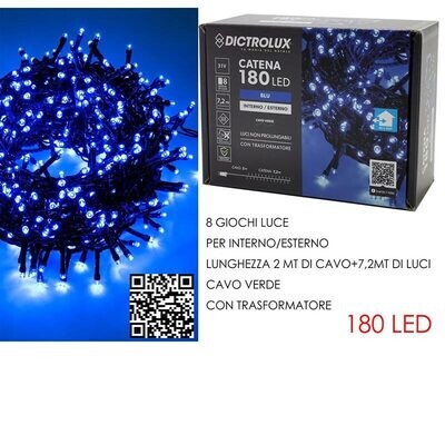 Luci Natale n.180 led - Blu per interno/esterno