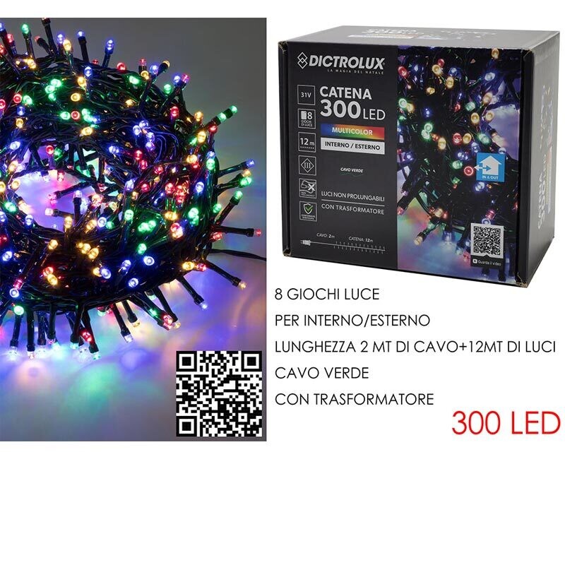 Luci Natale n.300 led - Multicolor per interno/Esterno