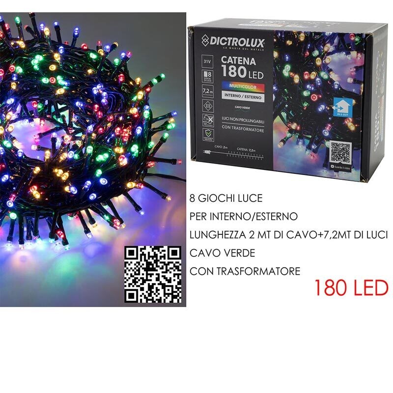 Luci Natale n.180 led - Multicolor per interno/esterno