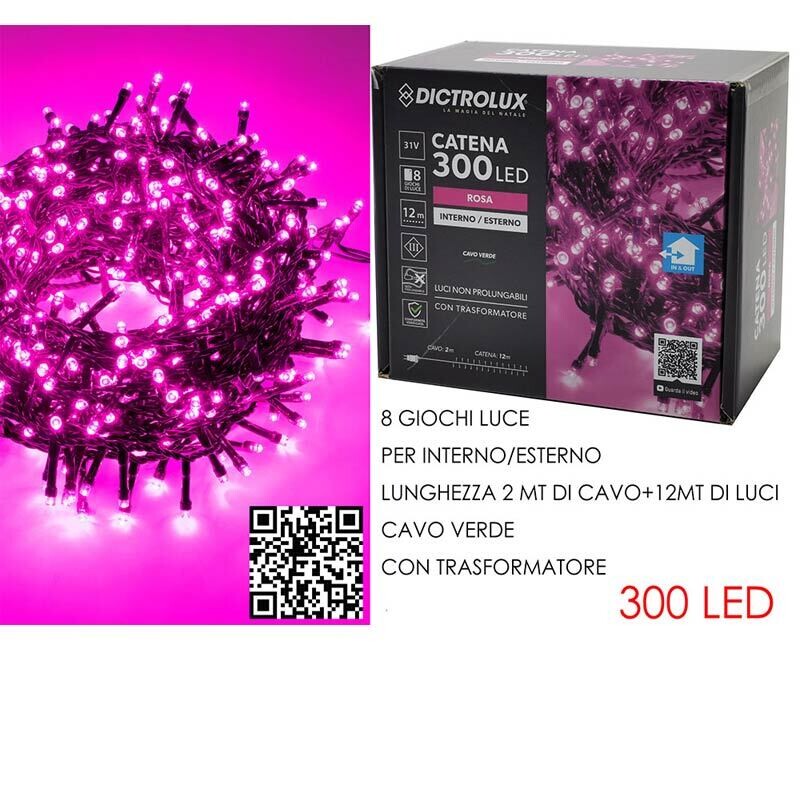Luci Natale n.300 led - Rosa per interno/Esterno