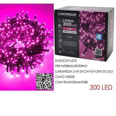 Luci Natale n.300 led - Rosa per interno/Esterno