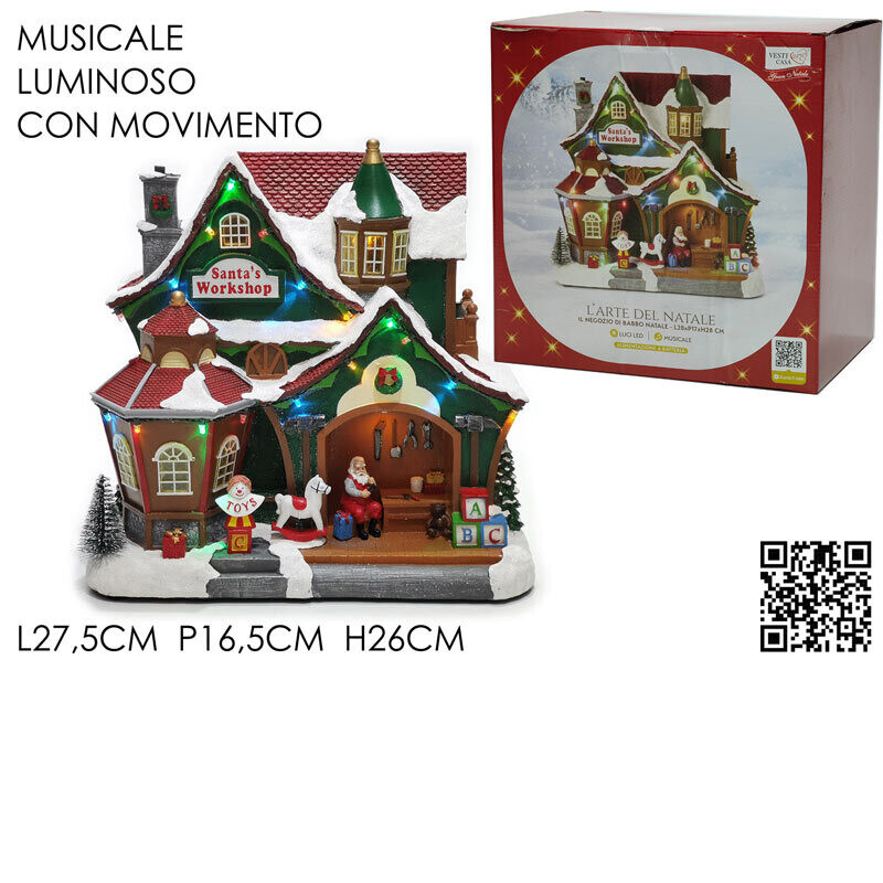 Villaggio Natalizio Santa's Workshop - Luci, Suoni e Movimenti