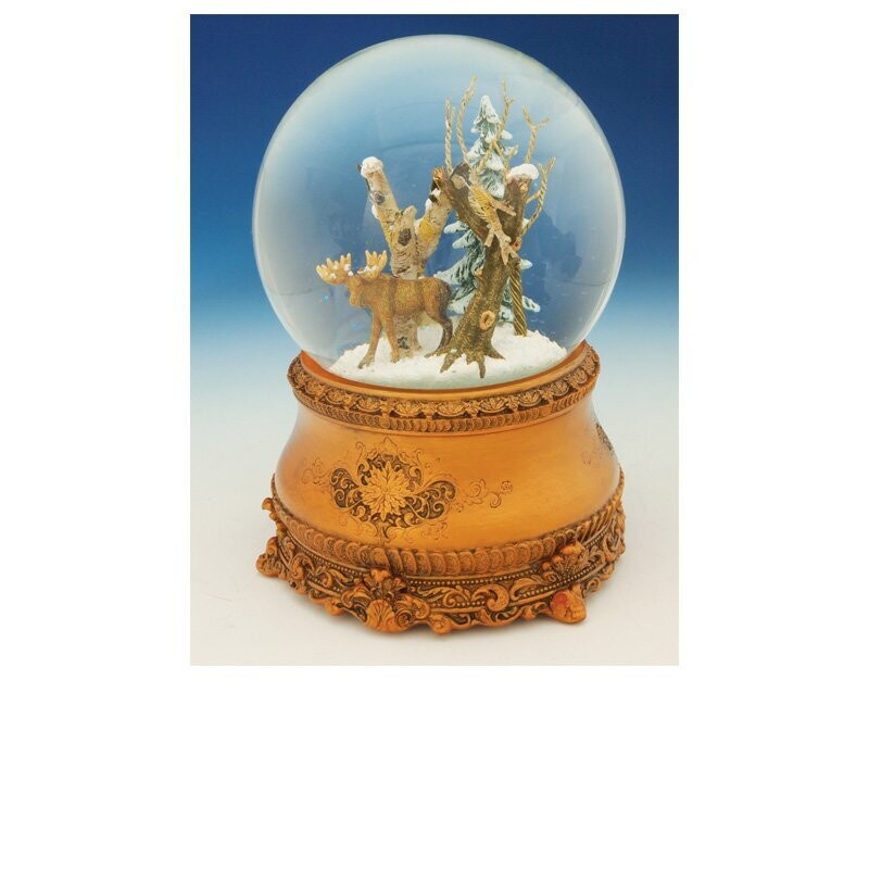 Carillon Sfera con Neve e Alce - H 16,5 cm
