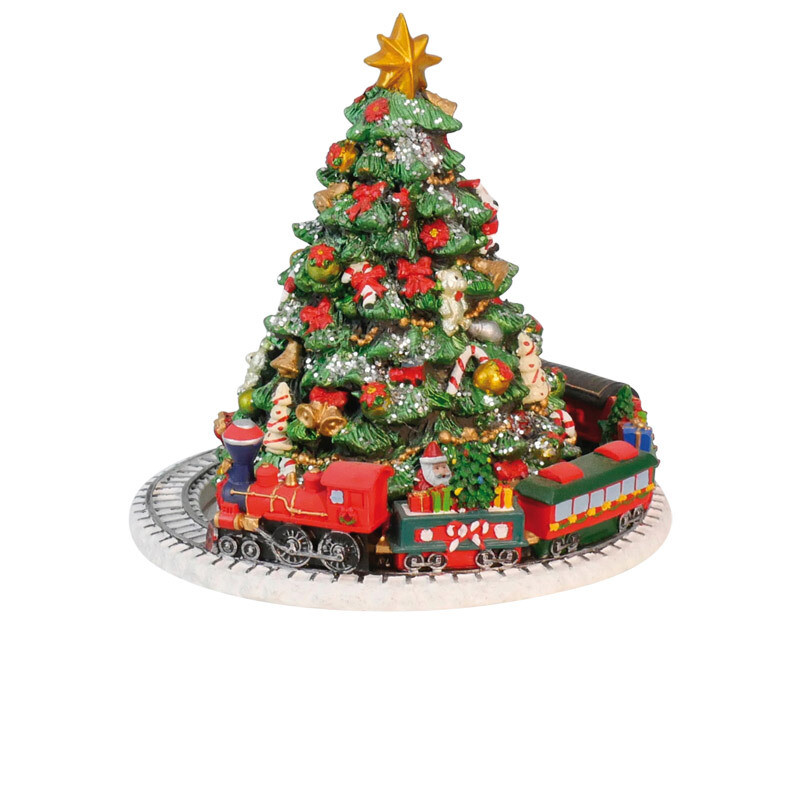 Carillon Albero di Natale con Trenino - H 17 cm