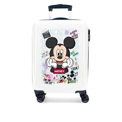 Mickey Mouse Valigia Trolley da Cabina in ABS - Be Cool - Rigida Bianca