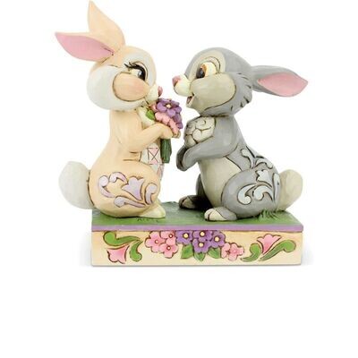 Jimshore Coniglietti con Bouquet di Fiori - H 15 cm