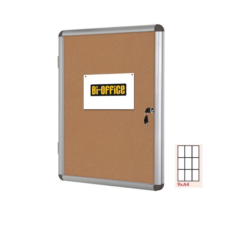 Bacheca per interni - fondo in sughero - 9 fogli A4 - verticale - 72x89,1x3,3cm.