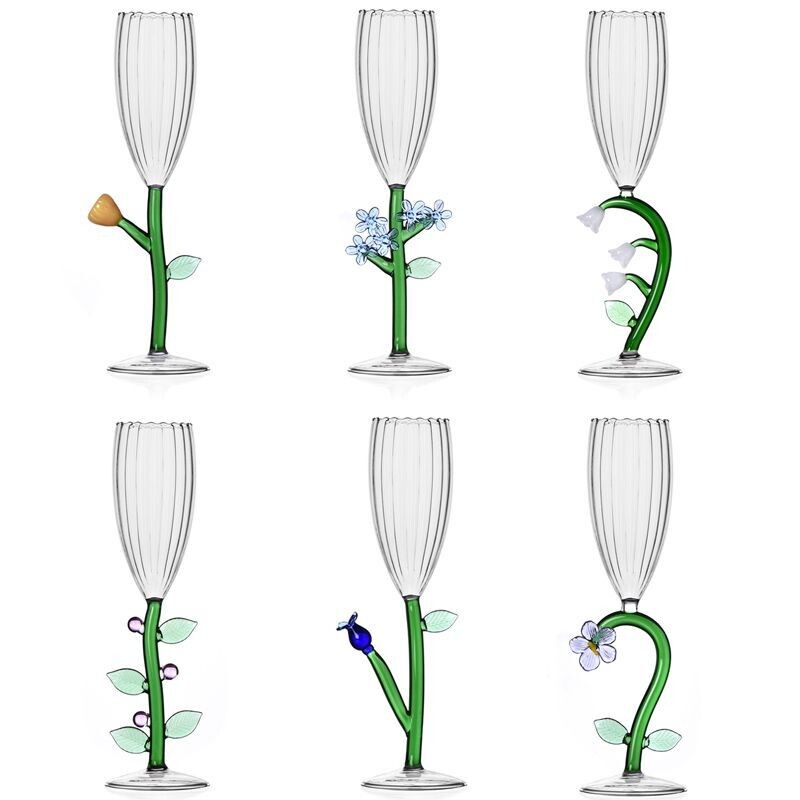 Ichendorf Set 6 Flute Ottici con Fiori collezione Botanica - 35 cl