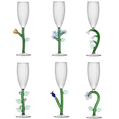 Ichendorf Set 6 Flute Ottici con Fiori collezione Botanica - 35 cl