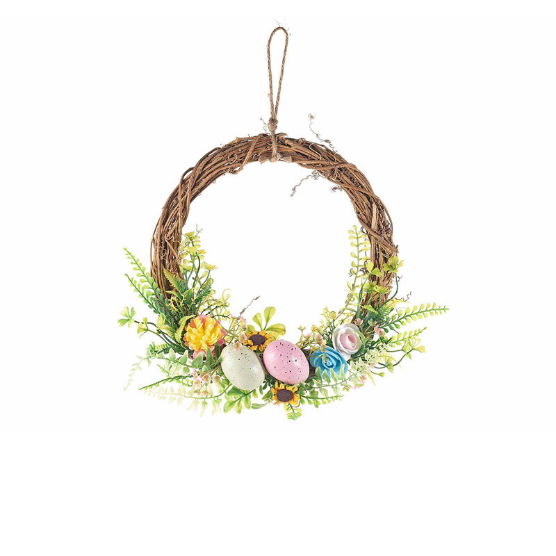 Ghirlanda in legno con uova colorate da appendere - Ø 25 cm