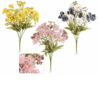 Mazzo di fiori di campo e bacche artificiali - H 32cm