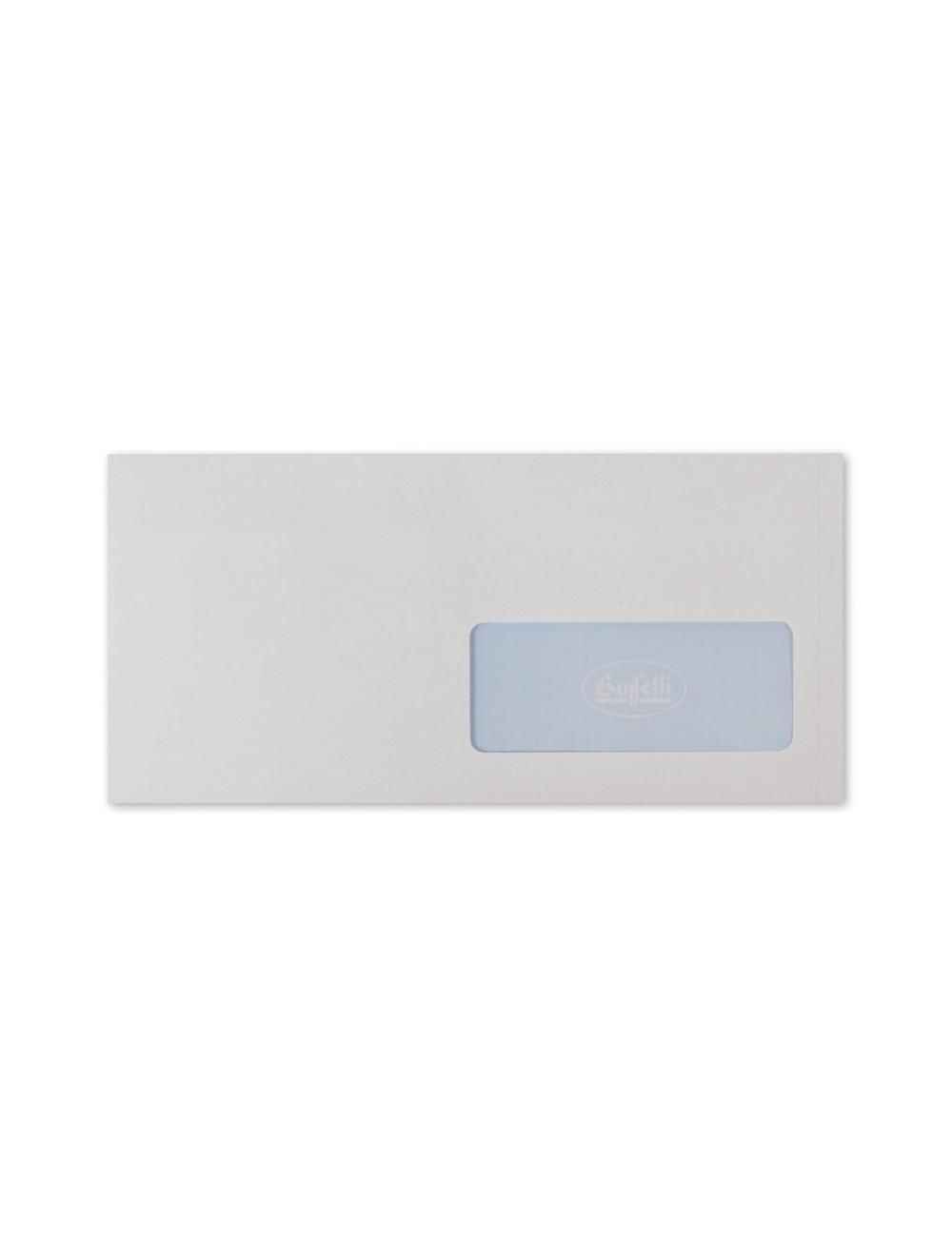 Buste commerciali adesive con finestra - Chiusura taglio quadro - 11x23 cm 80 g - conf. 500 pz.