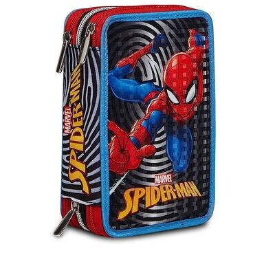 Spiderman Astuccio 3 Zip Completo di Colori e Accessori