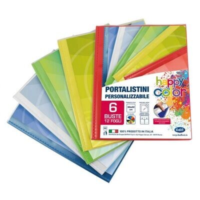 Portalistini personalizzabile Happy Color - polipropilene - 100 buste - colori assortiti