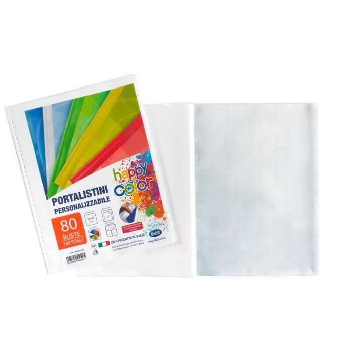 Portalistini personalizzabile Happy Color - polipropilene - 80 buste - bianco