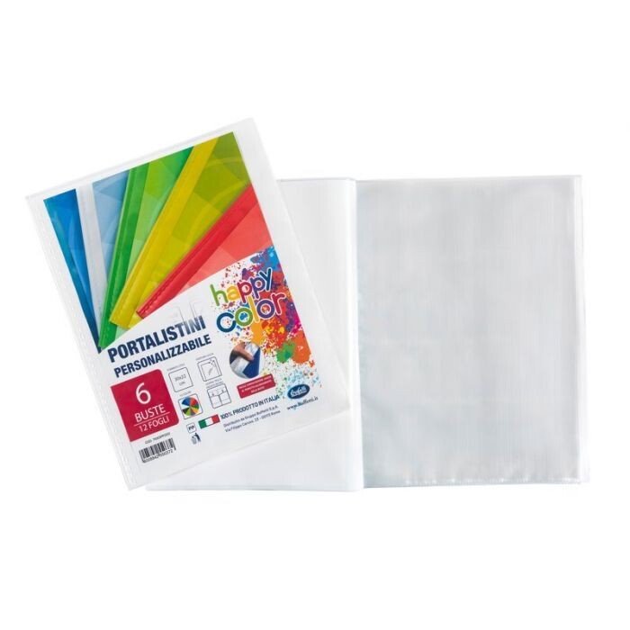 Portalistini personalizzabile Happy Color - polipropilene - 6 buste - bianco
